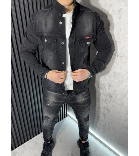 Мъжко Дънково Яке в Черен Цвят