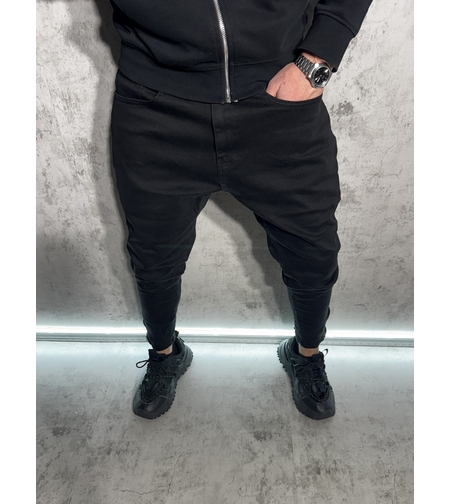 Дънков Панталон с Ципове на Крачолите в Черно 10268