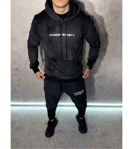 Спортен Екип с Washed Ефект в Черно