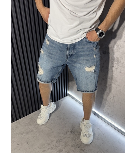 Къси Baggy Дънки в Синьо с Кръпки