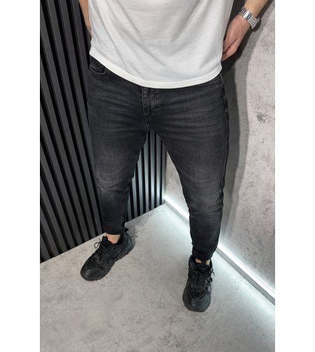 Мъжки Дънки Изчистени в Черно