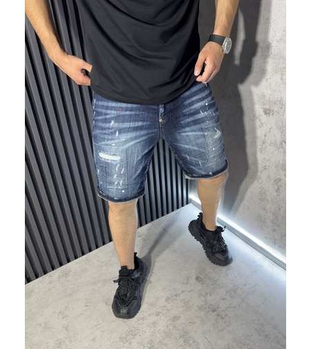 Мъжки Къси Дънки Тъмносини със Светлосенки 703-1