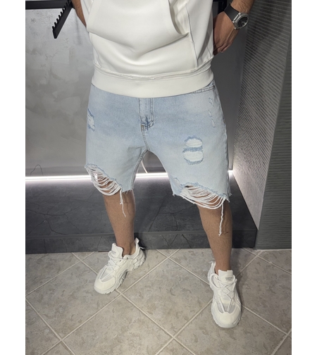 Къси Oversized Дънки с Разкъсан Ефект в Светлосиньо 81450