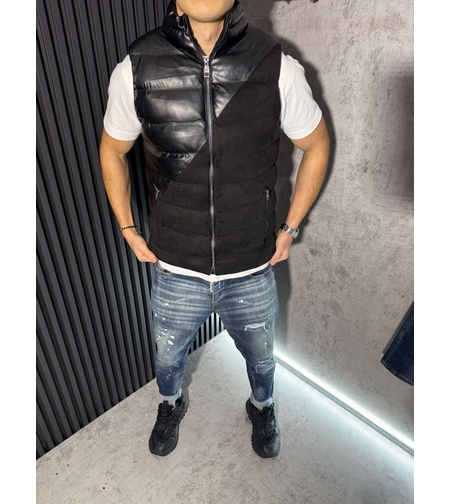 Мъжки Елек с Кожени Акценти