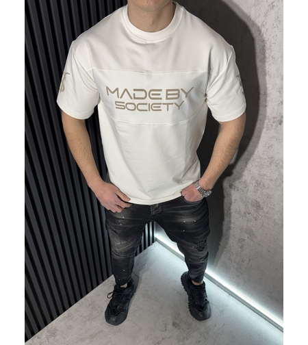 Тениска с Надписи в Бял Цвят