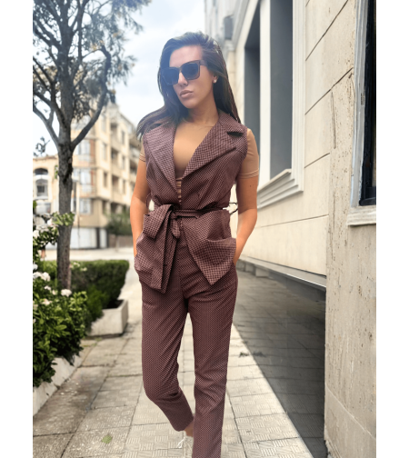 Елегантен Сет Бордо от 2 части - панталон и елек