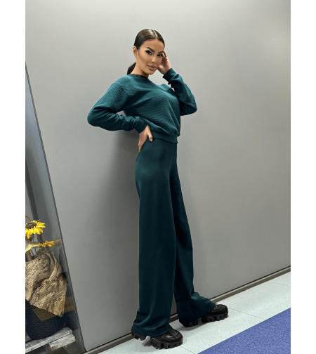 Ежедневен сет с широк панталон - Горско зелено