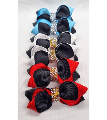 Ръчно изработени двуцветни панделки с камъни