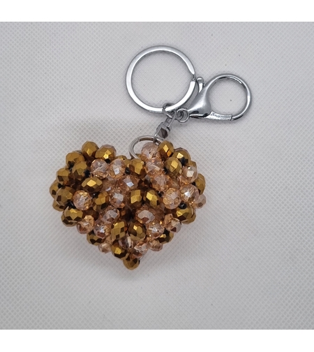 Ръчно изработен ключодържател сърце от стъклени кристали