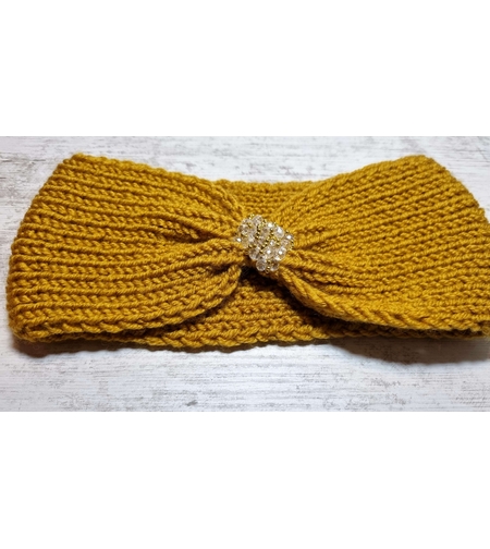 Дамски ръчно изплетени ленти за глава със стъклени кристали |
