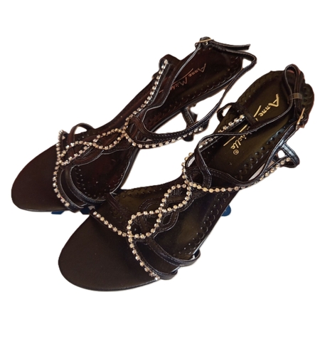 SparkleStep Black–Черни сандали  с камъчета ;Блясък;37№38№39№40№