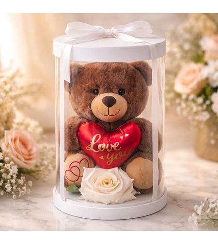 Подаръчна Кутия с Мече е Роза