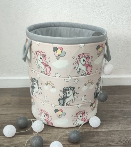 Кош за играчки - Еднорози в сиво