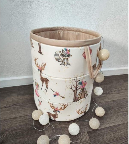 Кош за играчки - Елени в бежово
