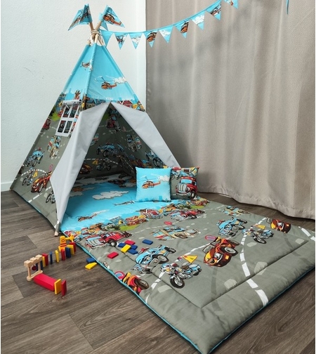 Детска палатка за момче, с дълго килимче - 
