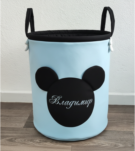 Персонализиран кош за играчки с име – Мики Маус в синьо