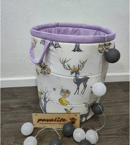 Текстилен кош за играчки с горски мотиви