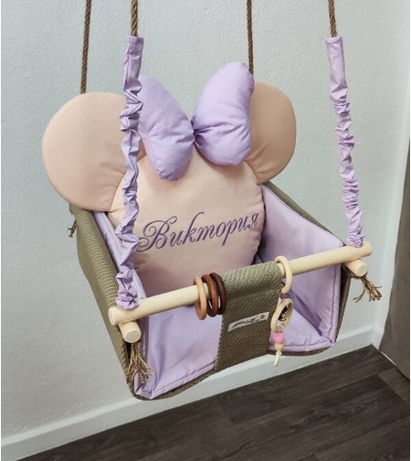 Бебешка люлка Мини Маус - лилаво и бежово