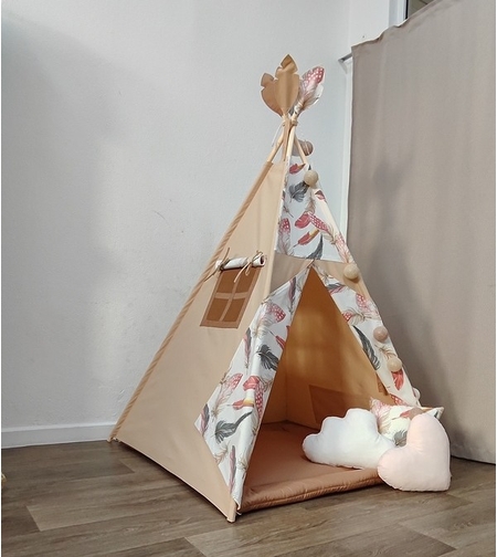 Едноцветна палатка с дебело килимче  -  Индианско типи