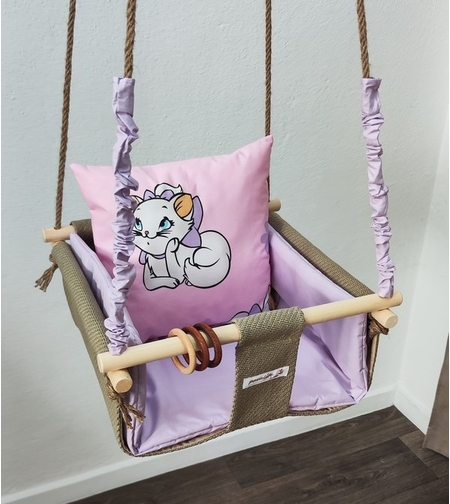 Бебешка стандартна люлка - Коте в лилаво