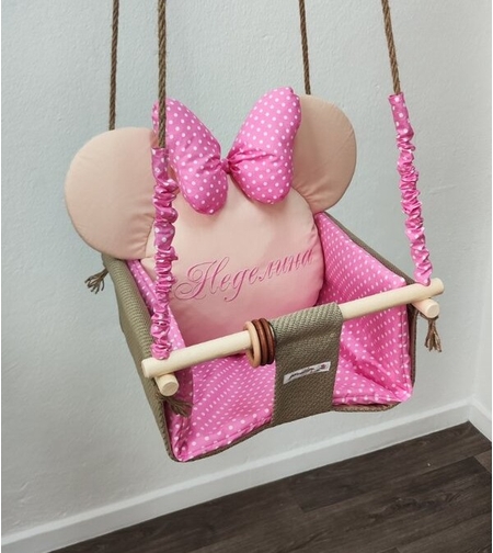 Бебешка люлка Мини Маус - розово и бежово