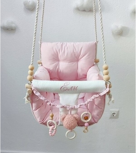 Луксозна бебешка люлка в светло розово