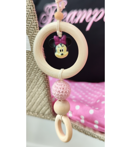 Дрънкалка със звънче Мини Маус - светло розова