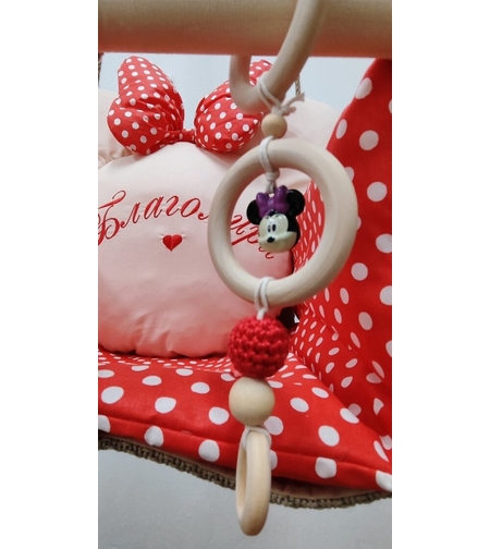 Дрънкалка със звънче Мини Маус - червена