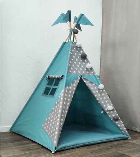 Едноцветна палатка - Тюркоаз и звезди