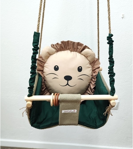 Бебешка люлка Джунгла - лъвче в тъмно зелено с кафява грива