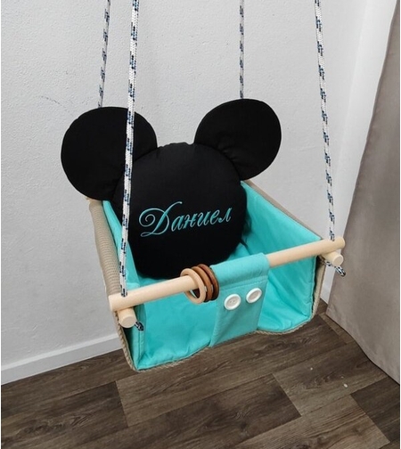 Бебешка люлка Мики Маус - мента и черно
