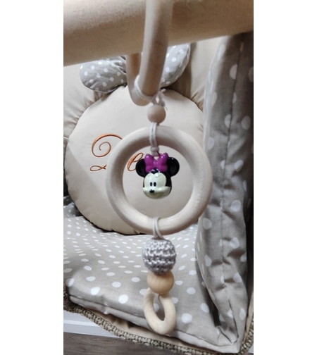 Дрънкалка със звънче Мини Маус - сива