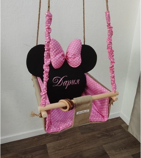 Бебешка люлка Мини Маус в розово и черно