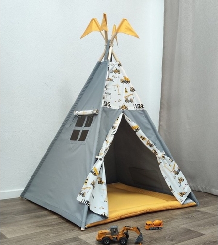 Едноцветна палатка за момче - На строежа