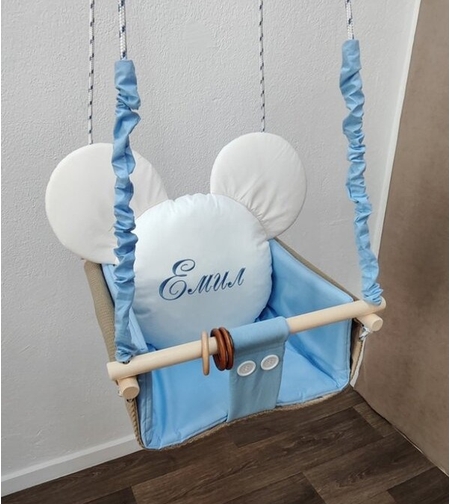 Бебешка люлка Мики Маус - синьо и бяло