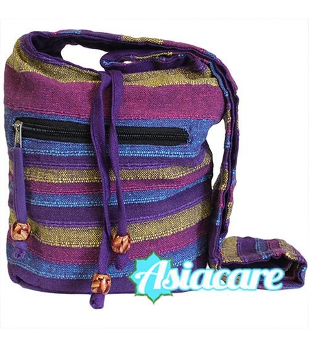 Индийска дамска чанта от памук в лилаво