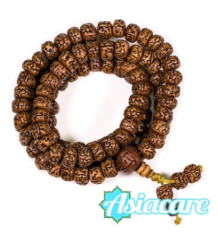 Рудракша мала - будистка молитвена броеница от полирани семена рудракша 10 мм