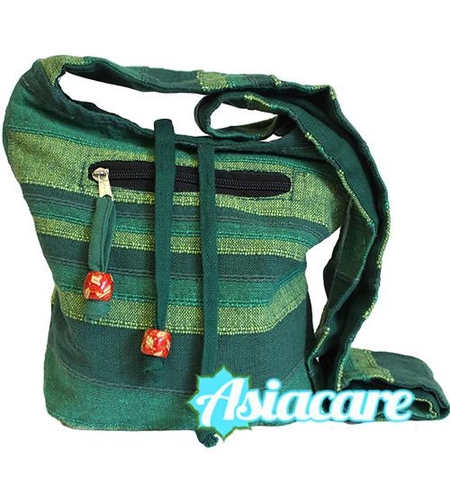 Индийска дамска чанта от памук в зелено