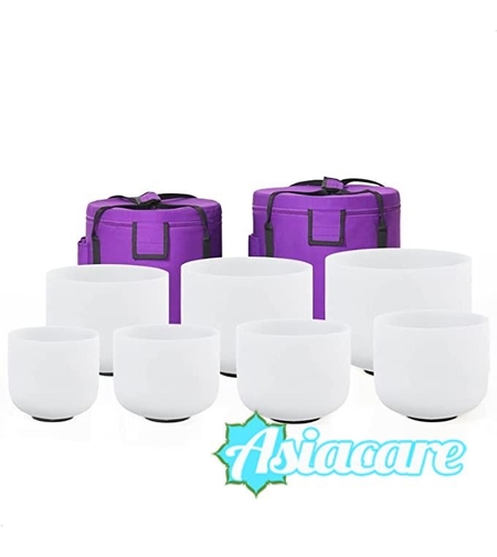 Кристални пеещи купи - комплект 432 Hz, 7 броя с транспортни чанти, безплатна доставка