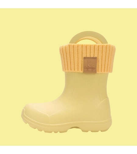 Детски каучукови ботуши за дъжд и сняг с подвижен чорап DD Step Жълти