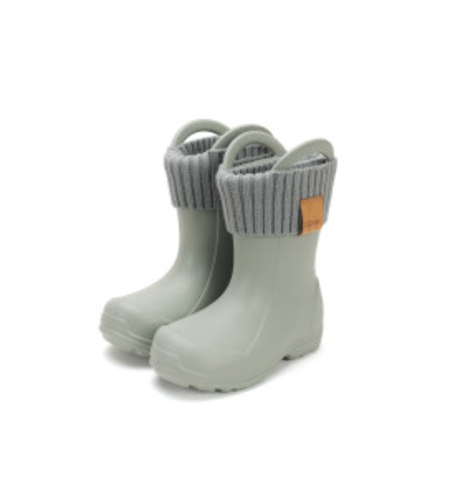 Детски каучукови ботуши за дъжд и сняг с подвижен чорап DD Step резида