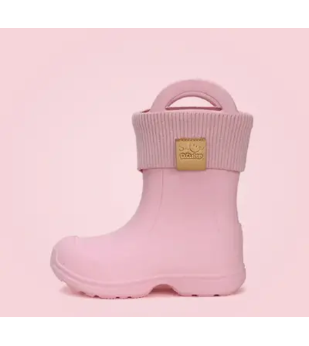 Детски каучукови ботуши за дъжд и сняг с подвижен чорап DD Step Розови