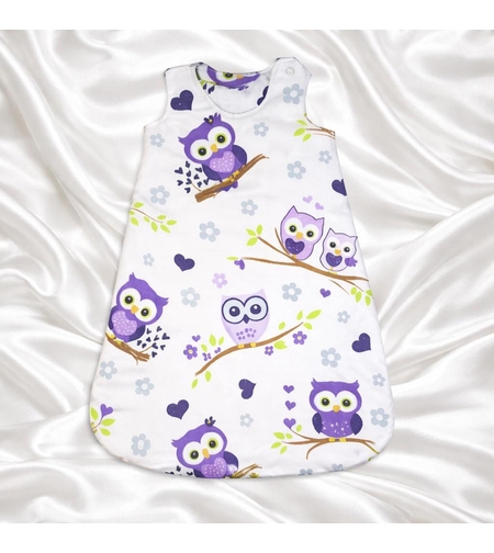 Бебешко чувалче за сън с лилави бухали