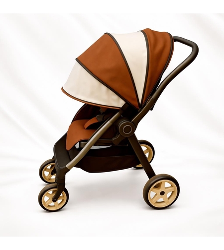 сенник за количка кафяво и бяло