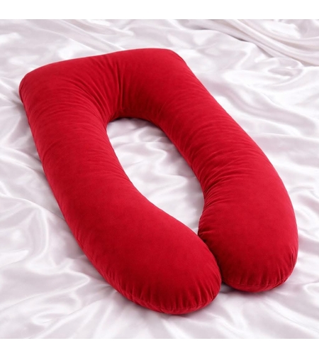 U-образна възглавница за бременни - червена