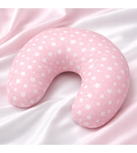 Ергономична възглавница за кърмене със звезди - розова