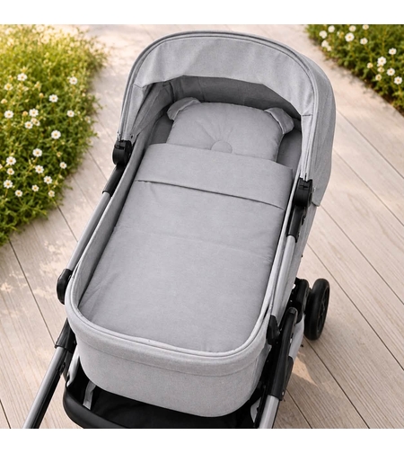 Комплект за количка от 100% памук в сив цвят