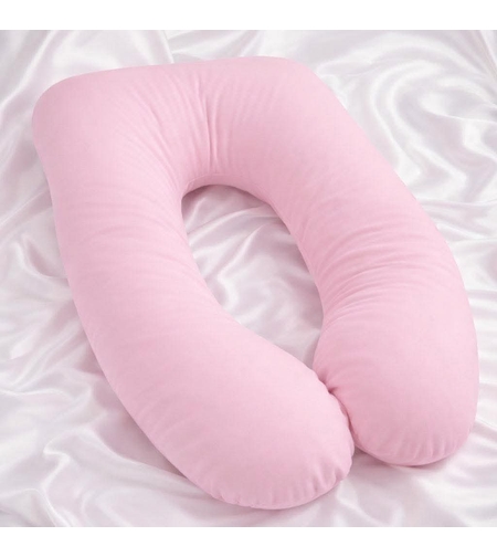 U-образна възглавница за бременни - розова