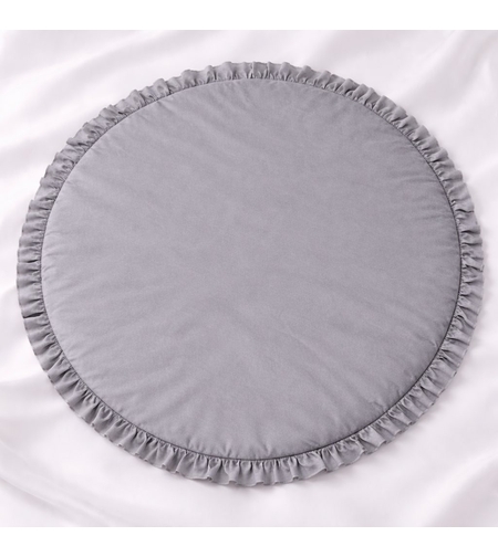 меко кръгло килимче за бебе сиво