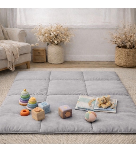меко бебешко килимче за игра сиво